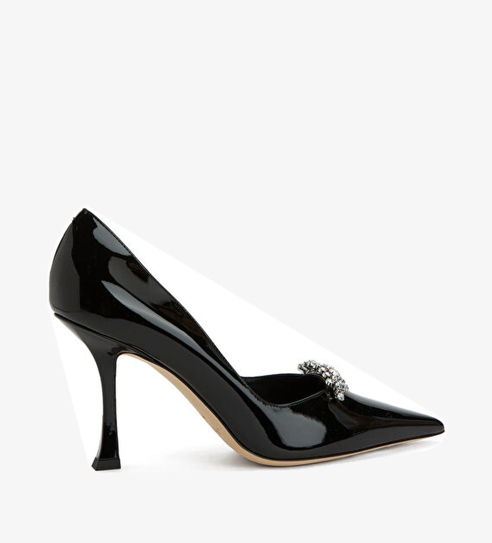 Jimmy Choo Belinda Siyah Rugan Deri Topuklu Ayakkabı model görseli