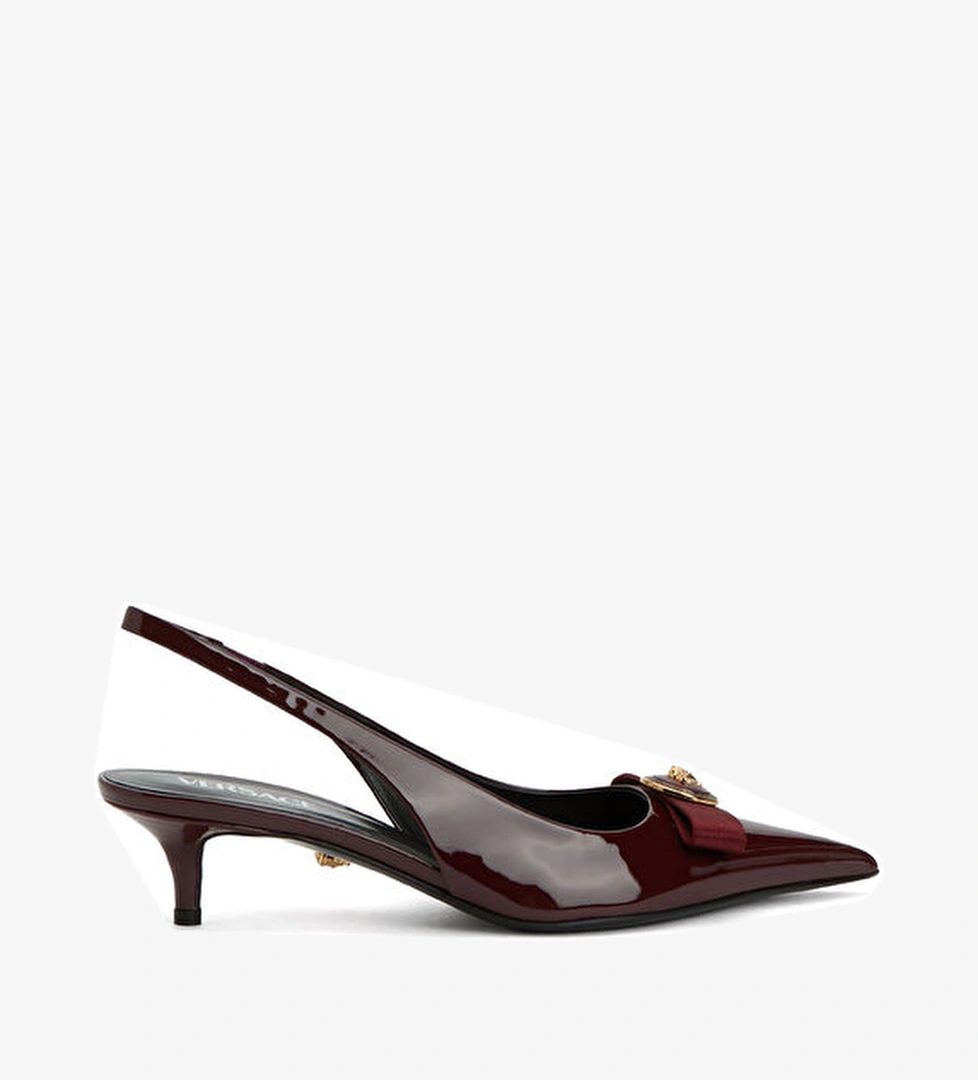 Versace Bordo Medusa Tokalı Deri Topuklu Ayakkabı model görseli