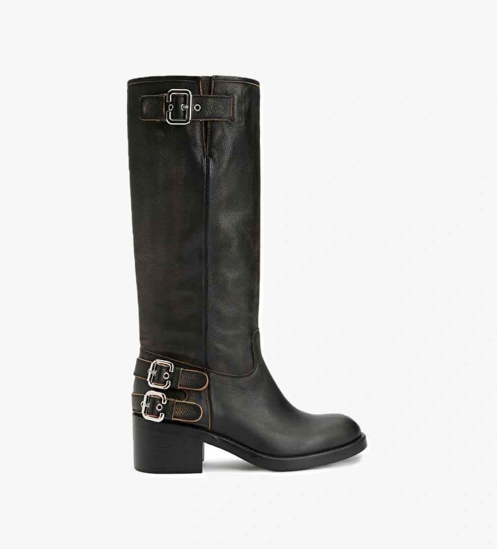 Dakota Siyah Kadın Deri Çizme - Görsel 1