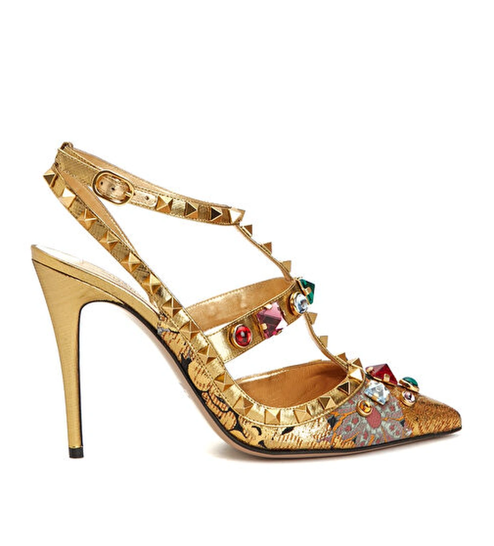 Valentino Garavani Ankle Gold Deri Topuklu Ayakkabı model görseli