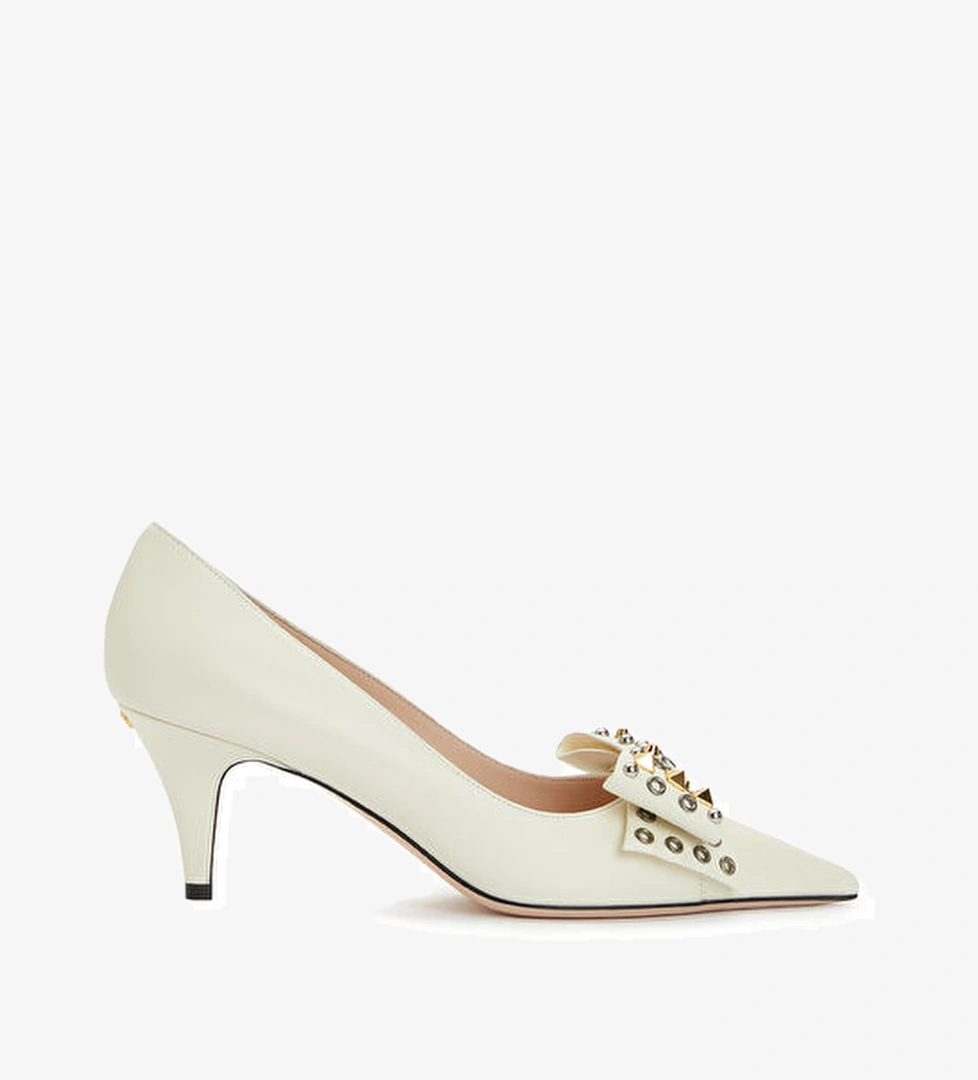 Valentino Garavani Bowow Ekru Deri Topuklu Ayakkabı model görseli