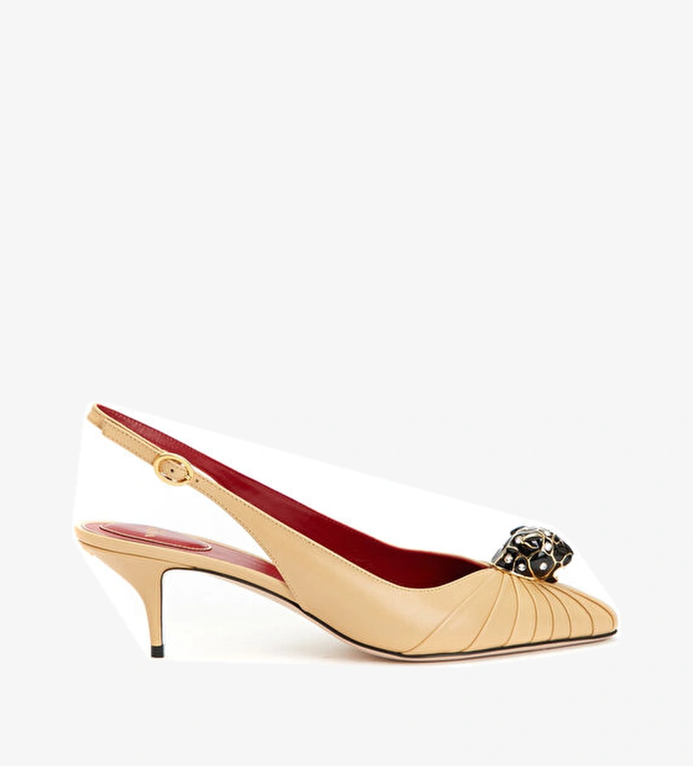 Valentino Garavani Sling Krem Deri Topuklu Ayakkabı model görseli