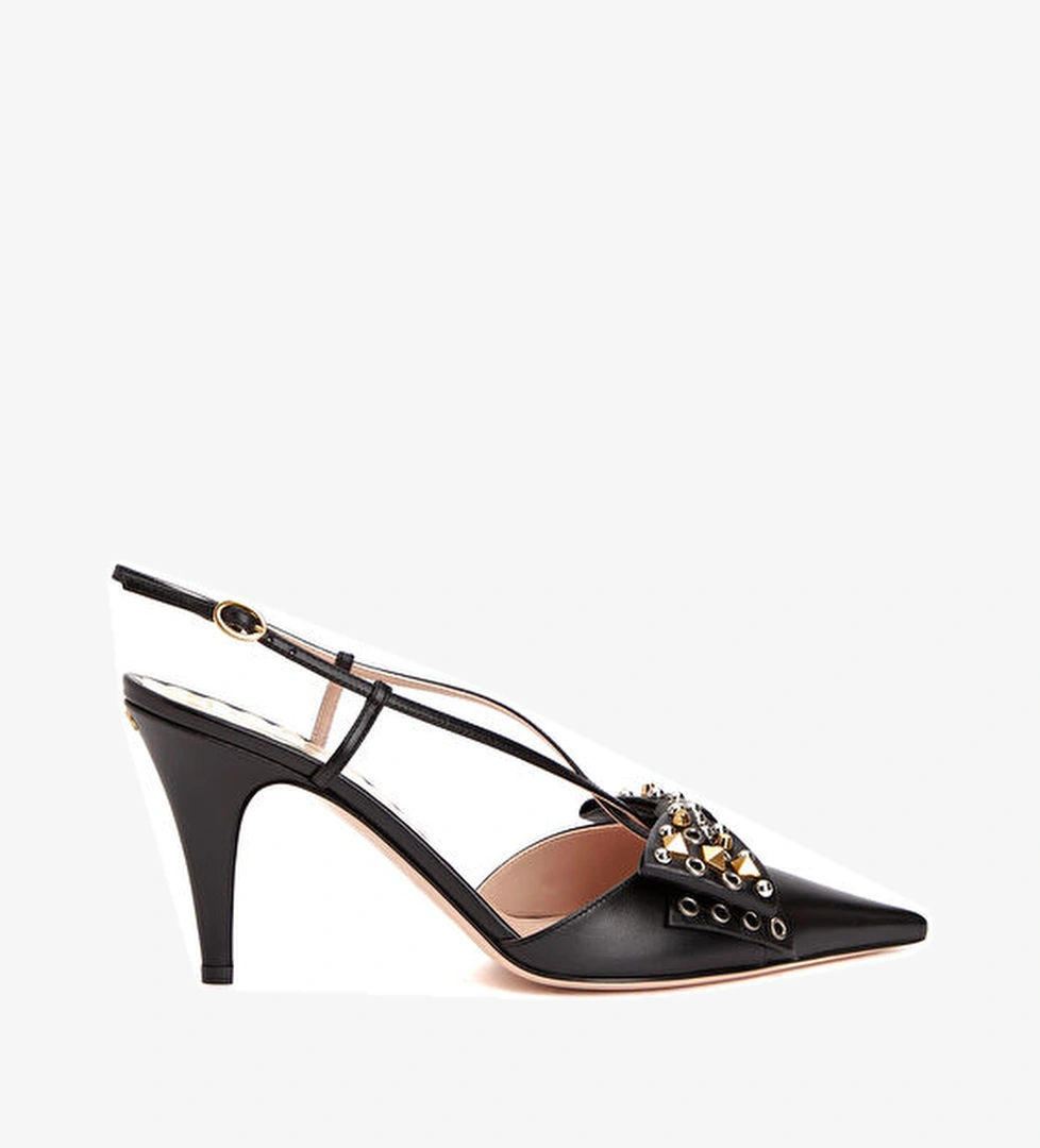 Valentino Garavani Sling Siyah Deri Topuklu Ayakkabı model görseli