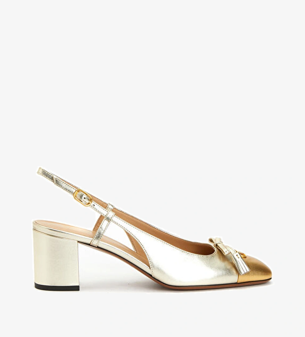 Valentino Garavani Sling Silver Gold Deri Topuklu Ayakkabı model görseli