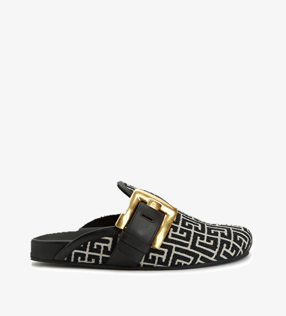 Balmain Siyah Beyaz Logo Desenli Erkek Terlik model görseli