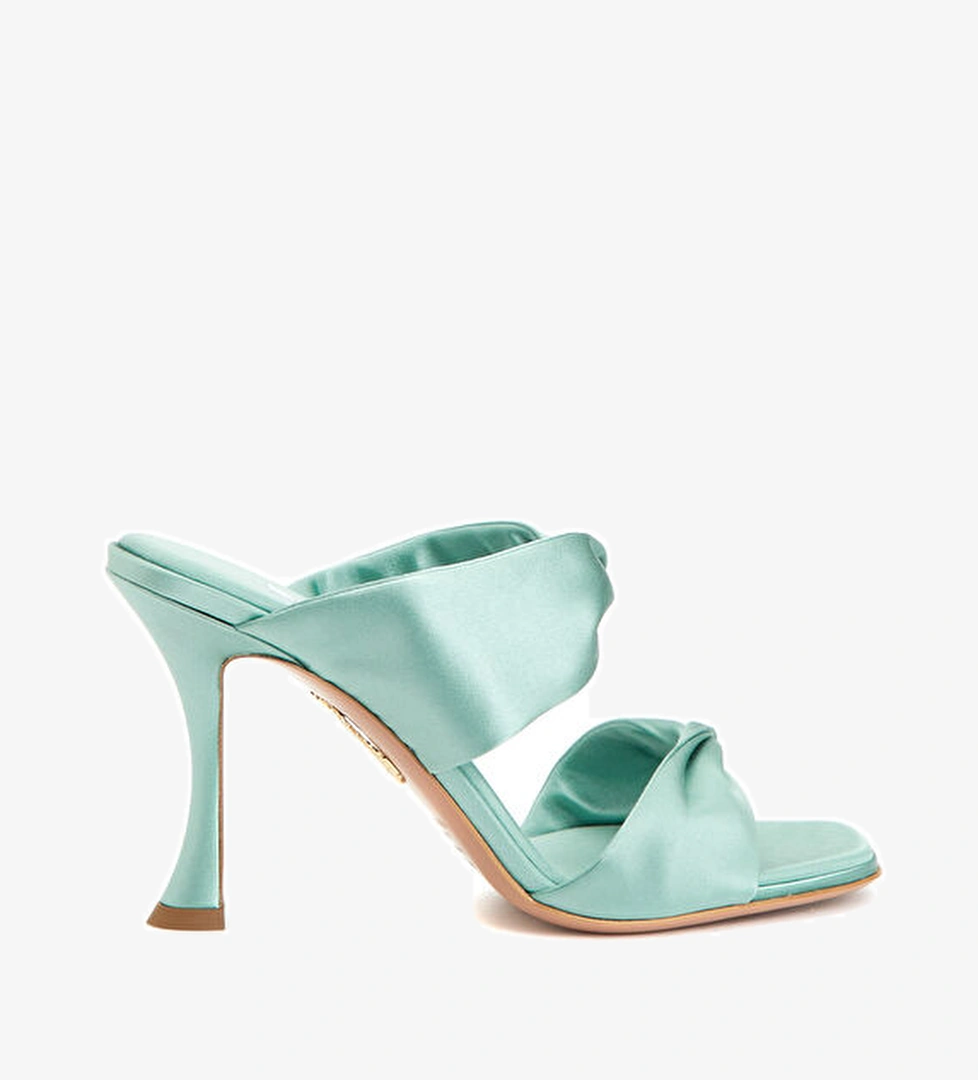 Aquazzura Twist Su Yeşili Kadın Saten Terlik model görseli