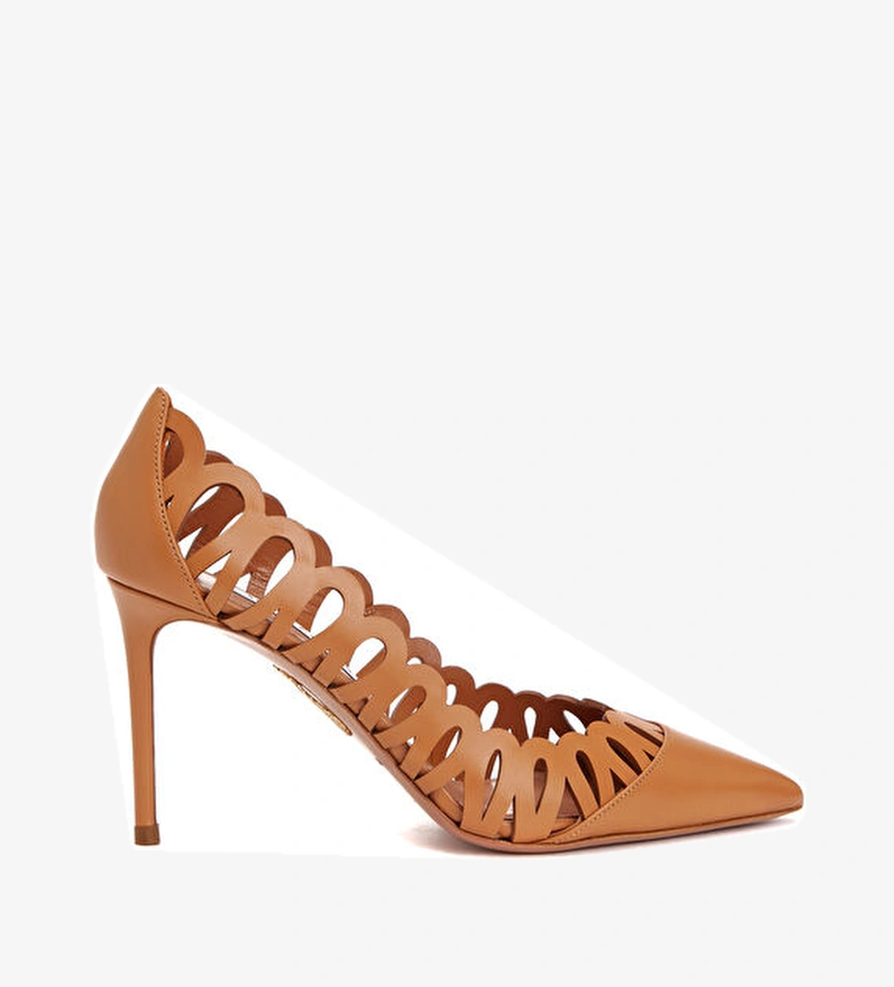 Aquazzura Peep Camel Deri Stiletto model görseli