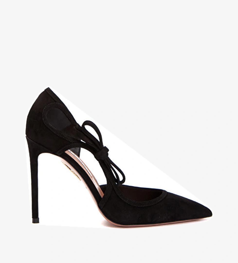 Aquazzura Soave Siyah Deri Topuklu Ayakkabı model görseli