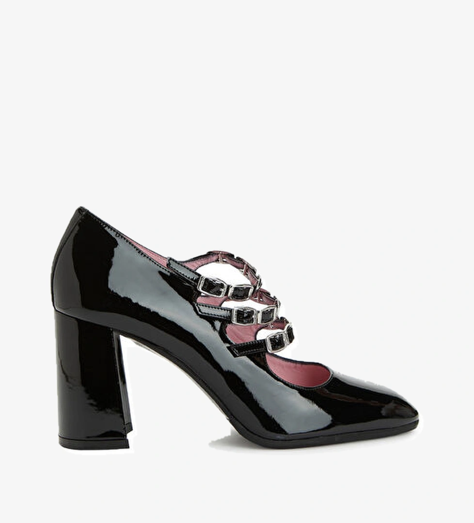 Carel Keel Siyah Rugan Topuklu Ayakkabı model görseli