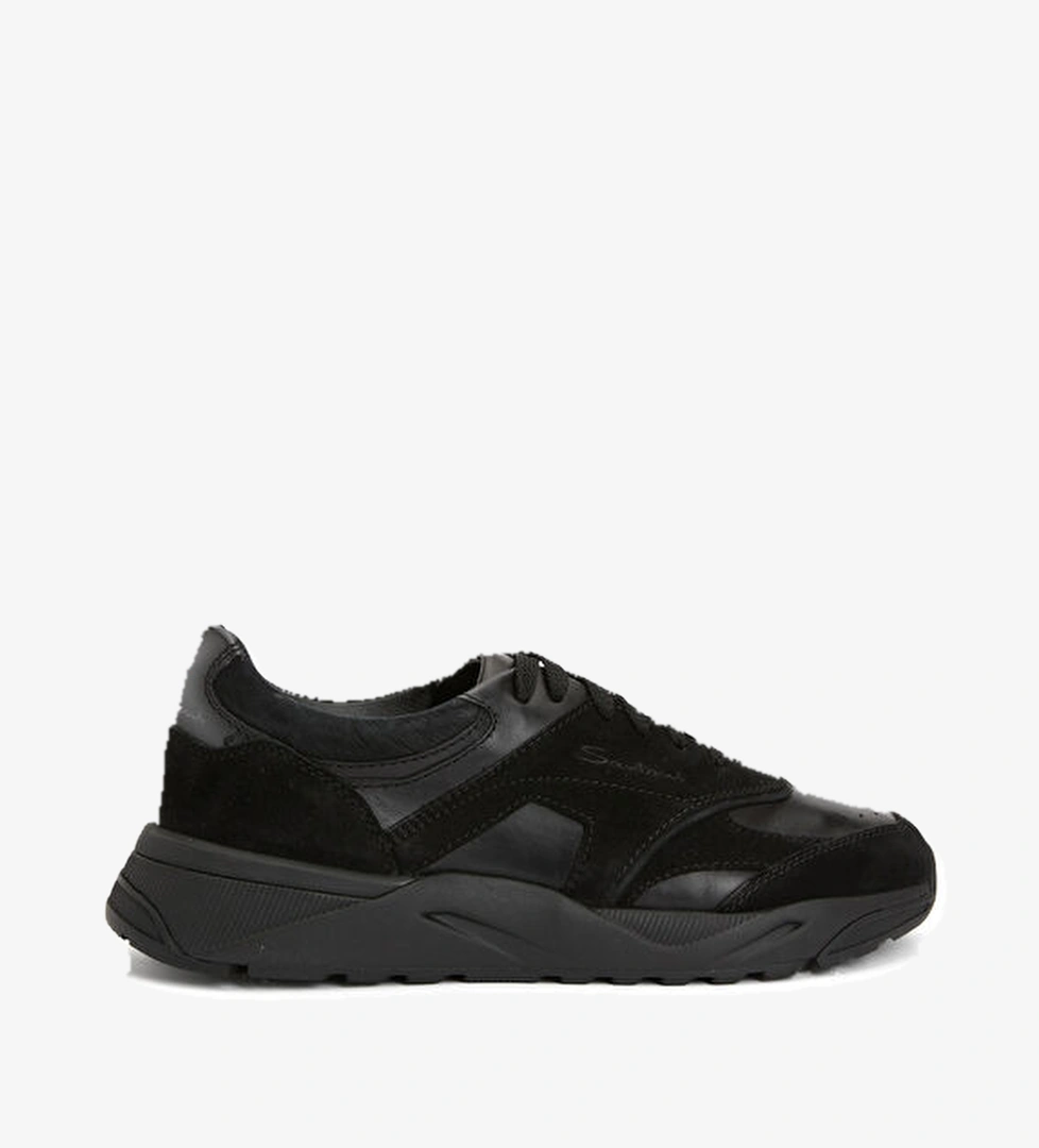 Santoni Sport Siyah Erkek Deri Sneaker model görseli