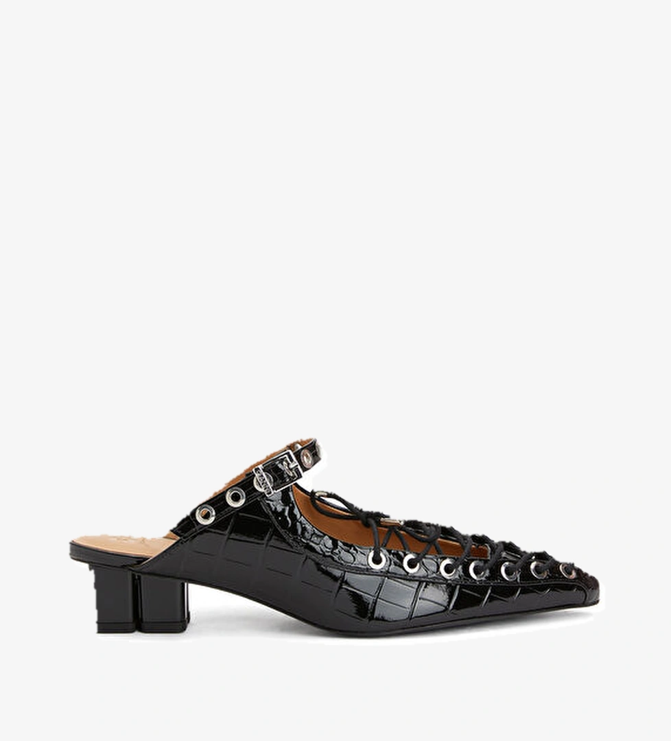 Ganni Siyah Kadın Deri Terlik model görseli