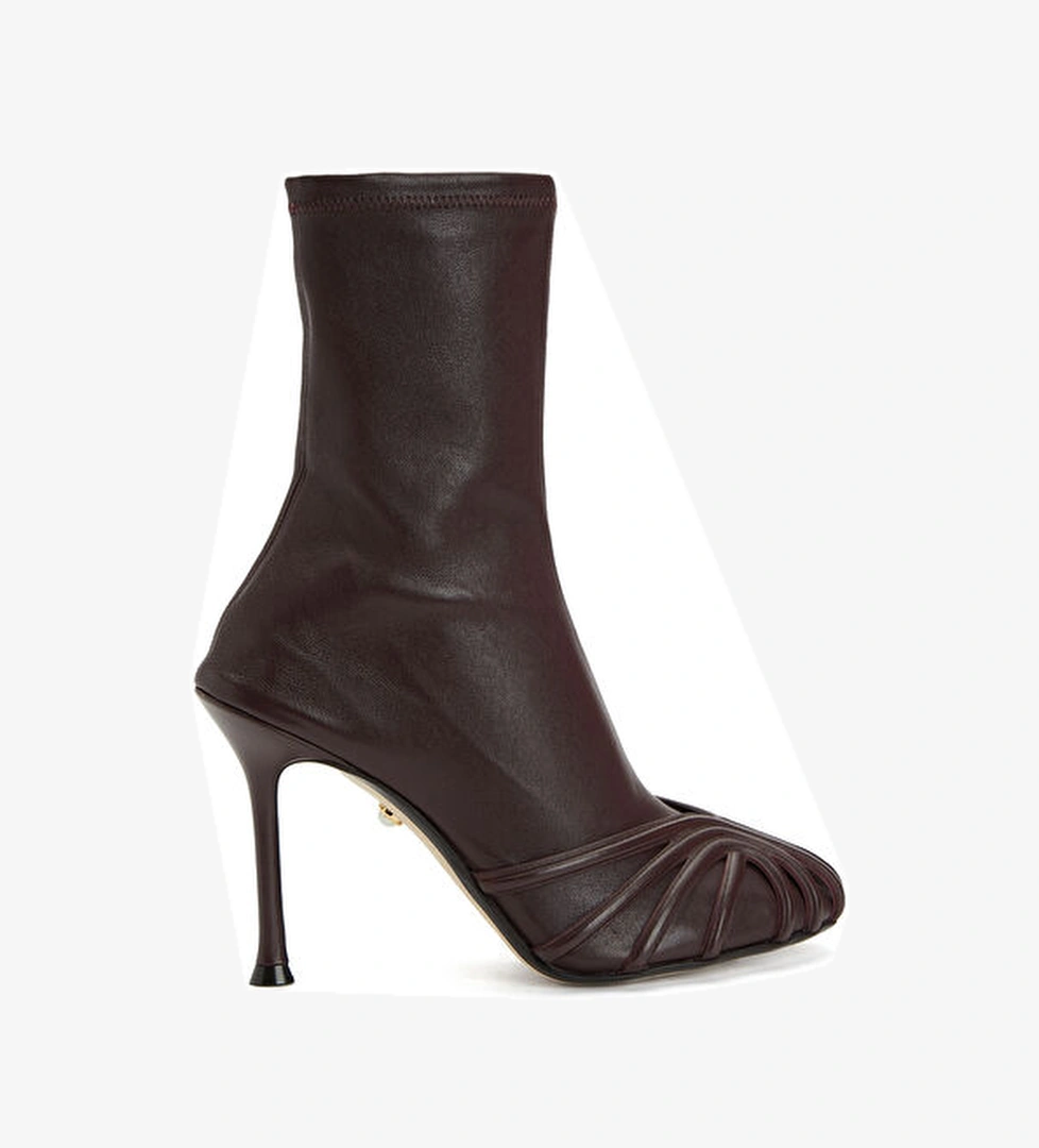 Alevi Bordo Kadın Deri Bot model görseli