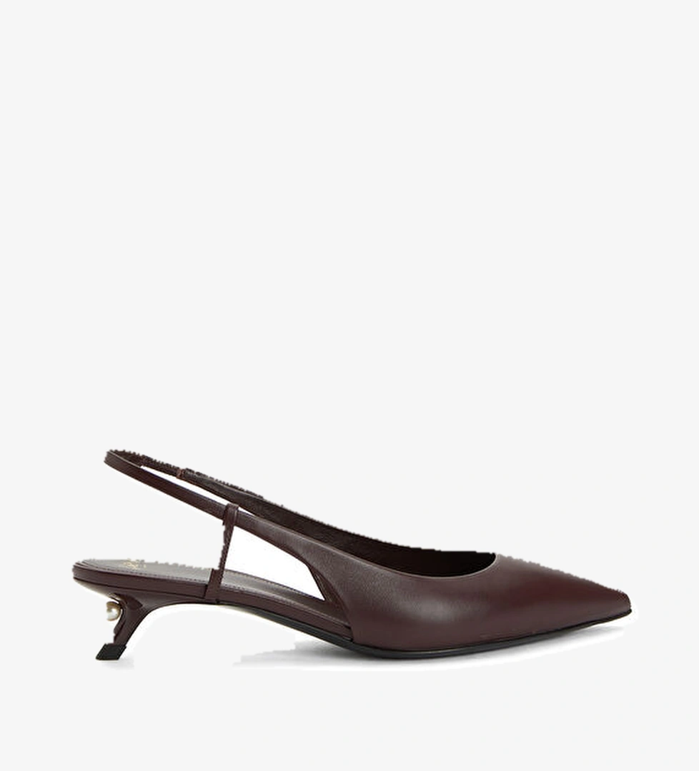 Alevi Bordo Deri Topuklu Ayakkabı model görseli