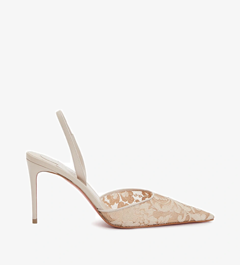 Christian Louboutin Kate Max Ekru Deri Topuklu Ayakkabı model görseli
