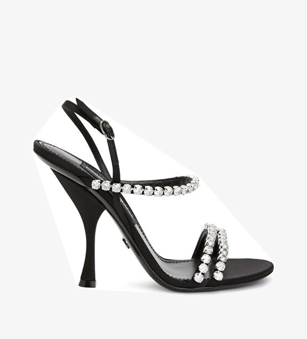 Dolce&gabbana Siyah Taşlı Bantlı Kadın Sandalet model görseli