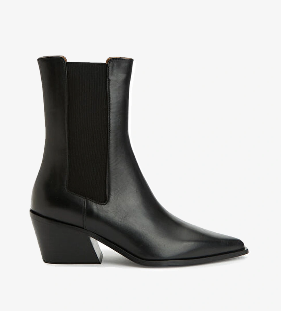 Flattered Sandra Siyah Kadın Deri Bot model görseli