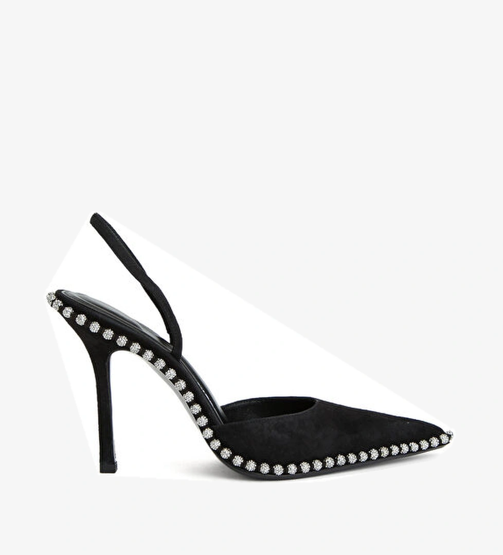 Siyah Deri Topuklu Ayakkabı - Görsel 1