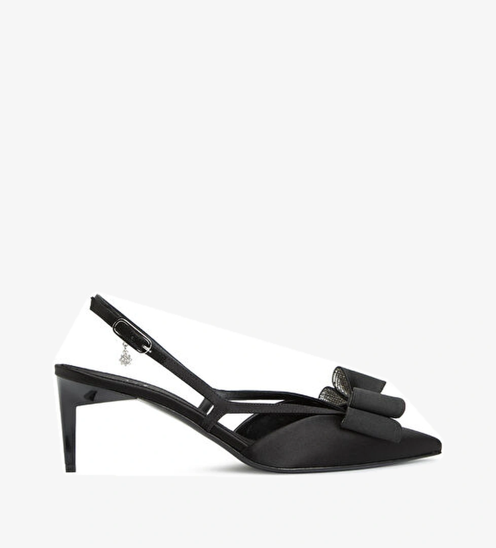 Fabi Siyah Saten Topuklu Ayakkabı model görseli