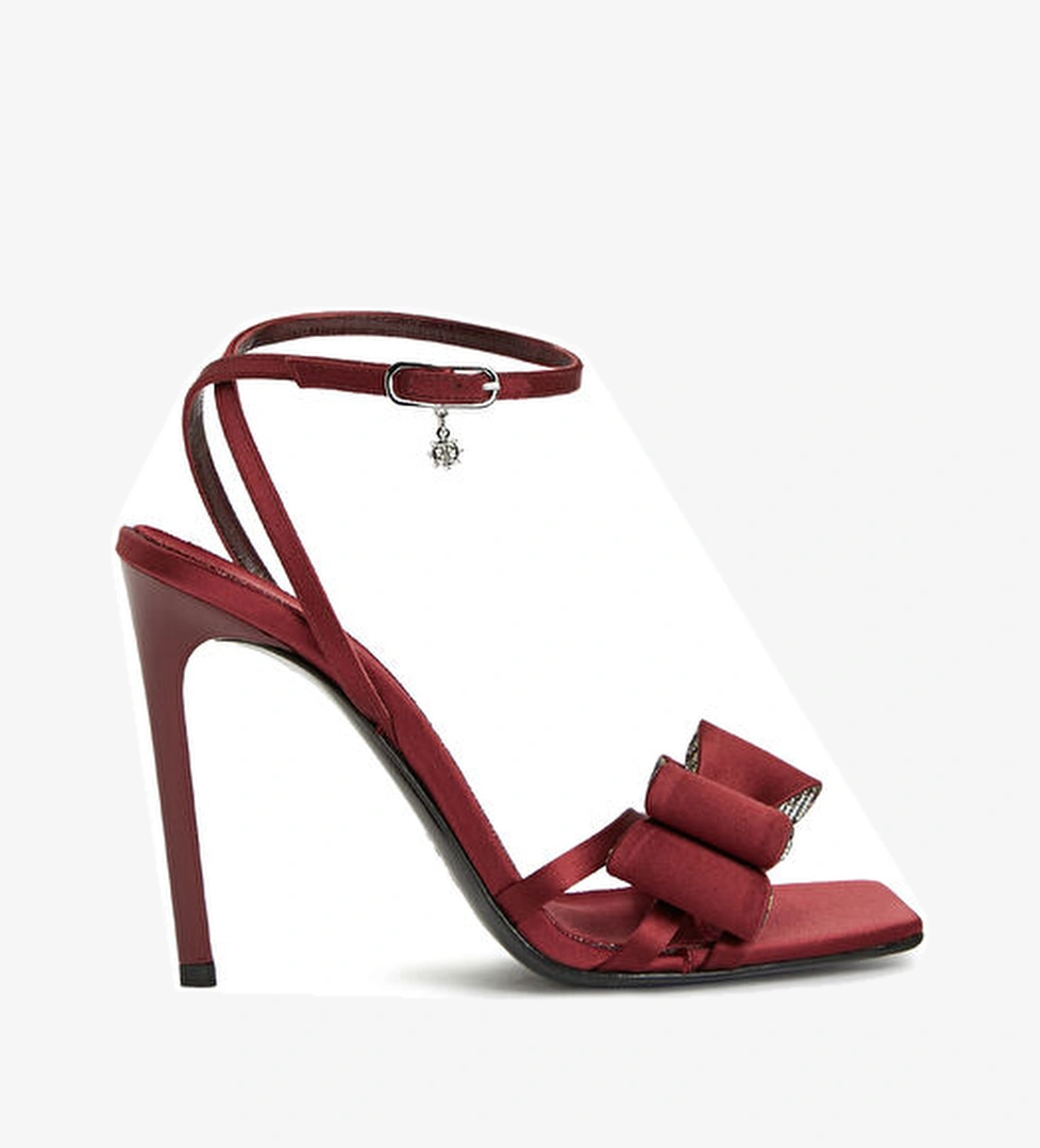 Fabi Bordo Kadın Saten Sandalet model görseli