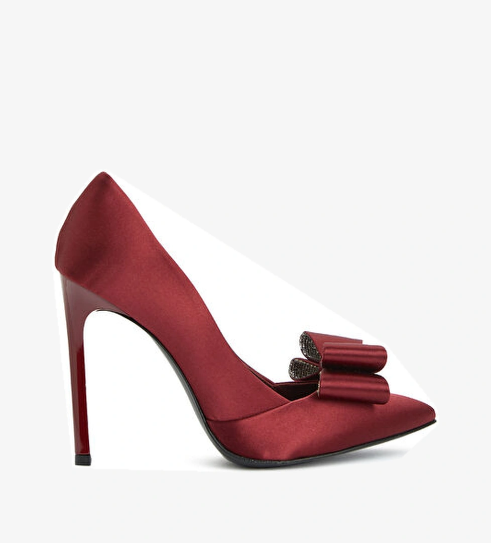 Fabi Bordo Saten Topuklu Ayakkabı model görseli