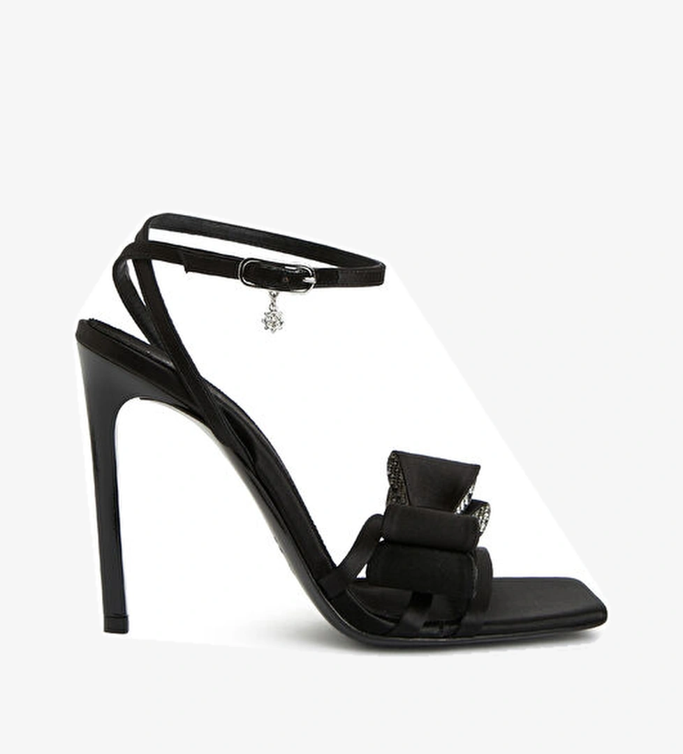 Fabi Siyah Kadın Saten Sandalet model görseli