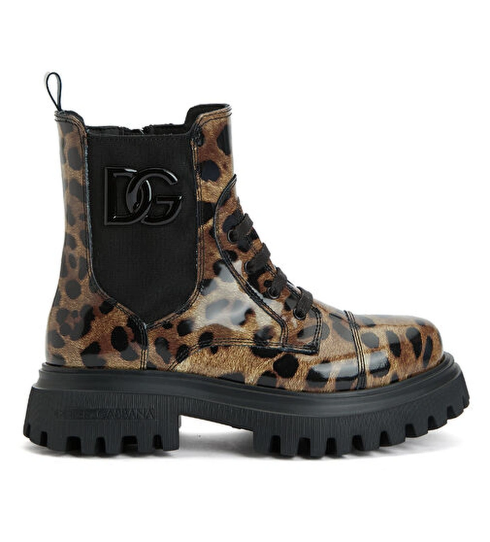 Dolce&gabbana Leopar Kız Çocuk Deri Bot model görseli