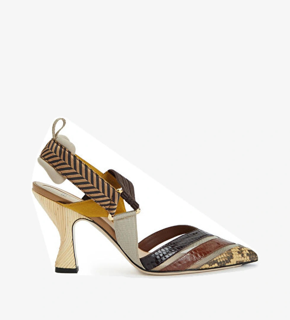 Fendi Colibrì Çok Renkli Deri Topuklu Ayakkabı model görseli