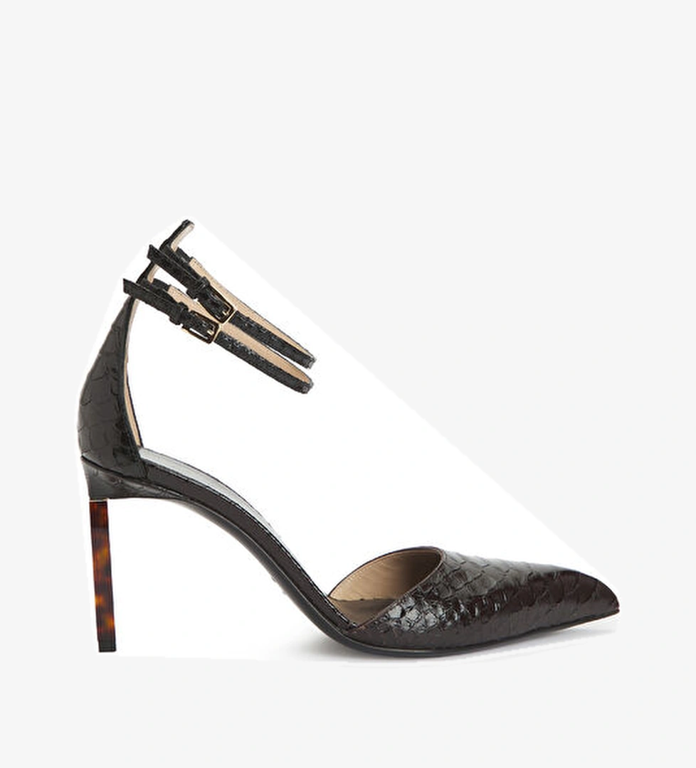 Tom Ford Koyu Kahverengi Deri Topuklu Ayakkabı model görseli