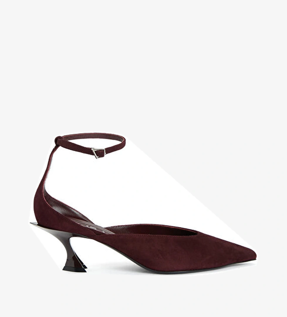 Mugler Koyu Bordo Deri Topuklu Ayakkabı model görseli