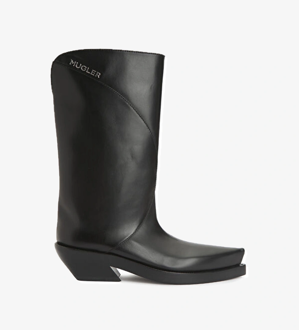 Mugler Santiag Siyah Kadın Deri Bot model görseli