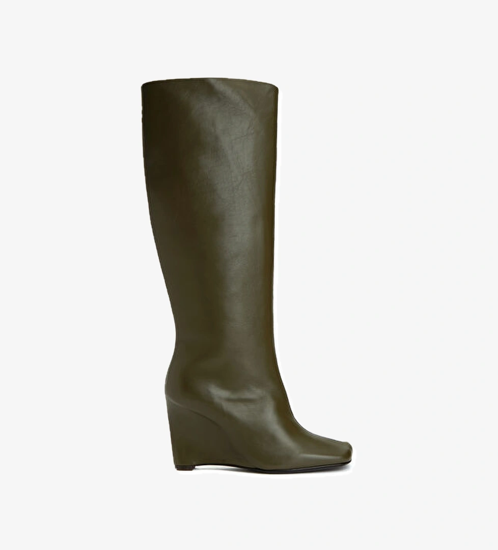 Haki Nubuk Deri Çizme - Görsel 1