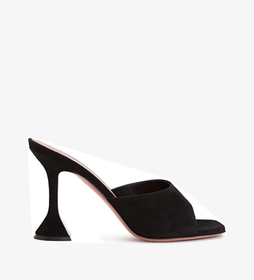 Amina Muaddi Lupita Siyah Kadın Deri Terlik model görseli