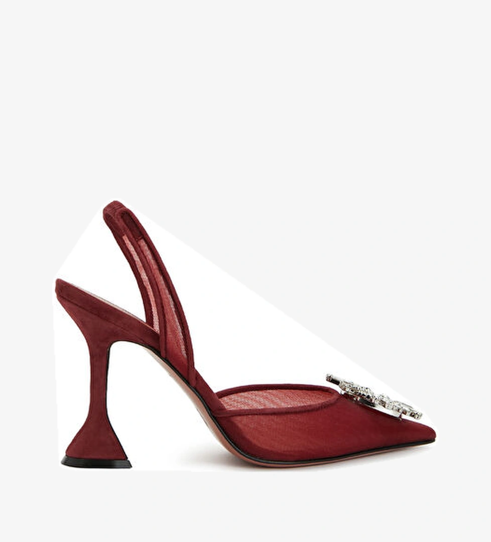 Amina Muaddi Begum Bordo Topuklu Ayakkabı model görseli
