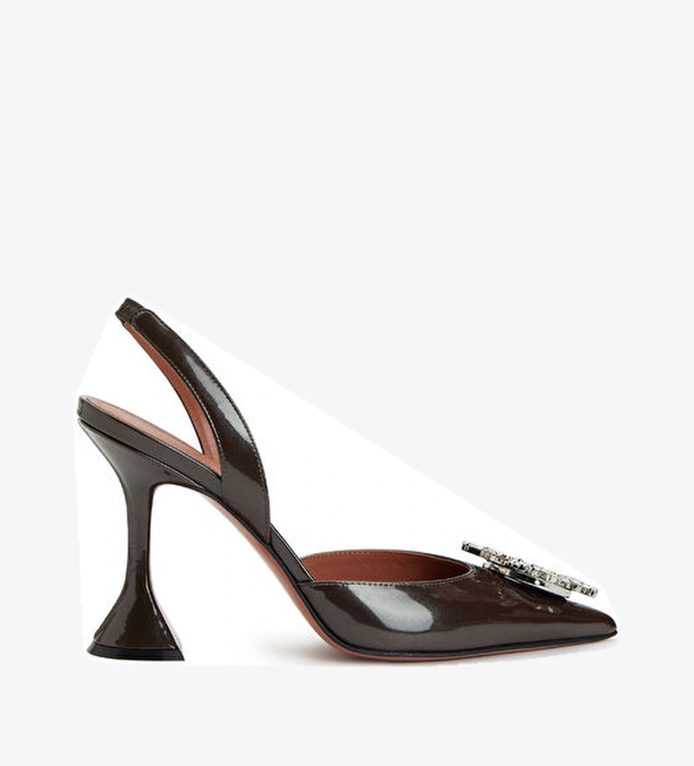 Amina Muaddi Begum Kahverengi Deri Topuklu Ayakkabı model görseli