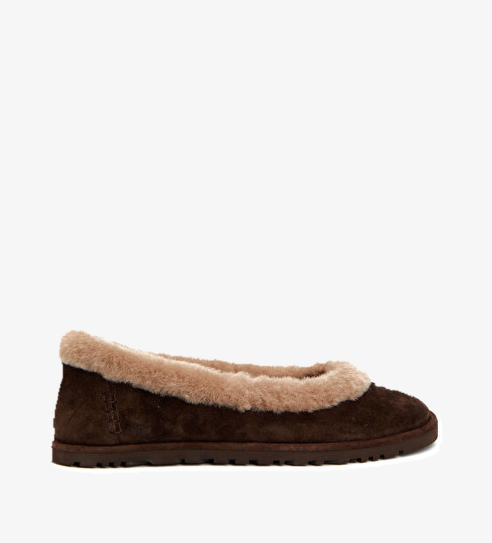 Ugg Zora Koyu Kahverengi Süet Babet model görseli
