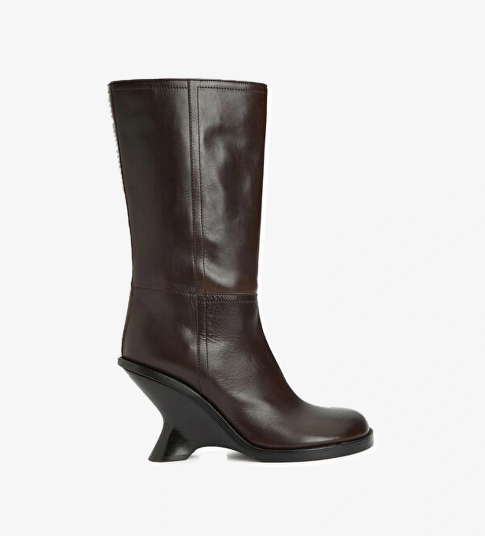 Dries Van Noten Koyu Kahverengi Kadın Deri Bot model görseli