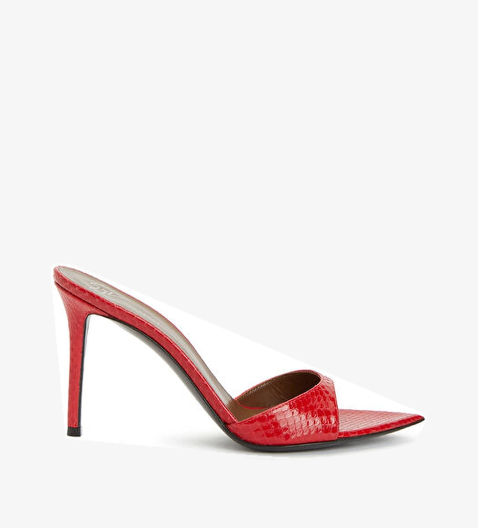 Bordo Desenli Kadın Deri Terlik - Görsel 1