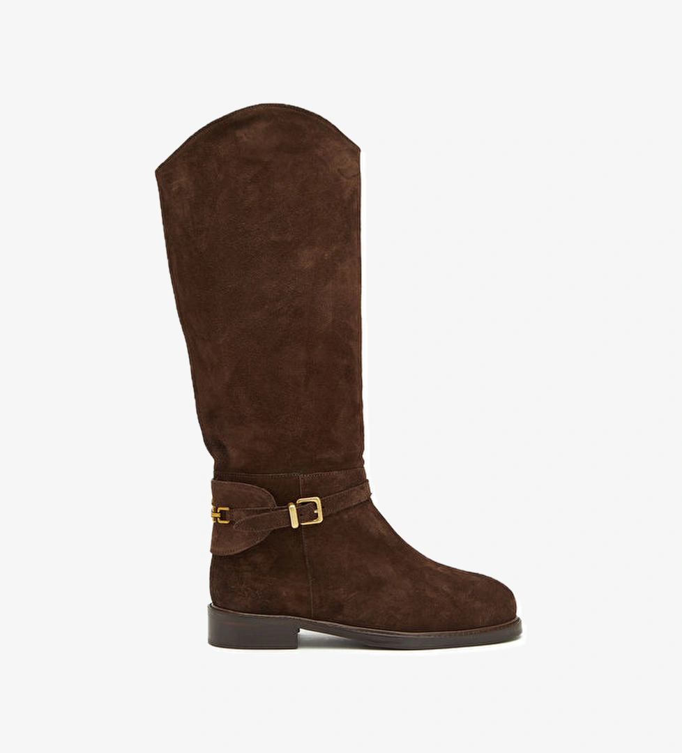 Beymen Club Kahverengi Zincir Logolu Kadın Süet Binici Çizme model görseli