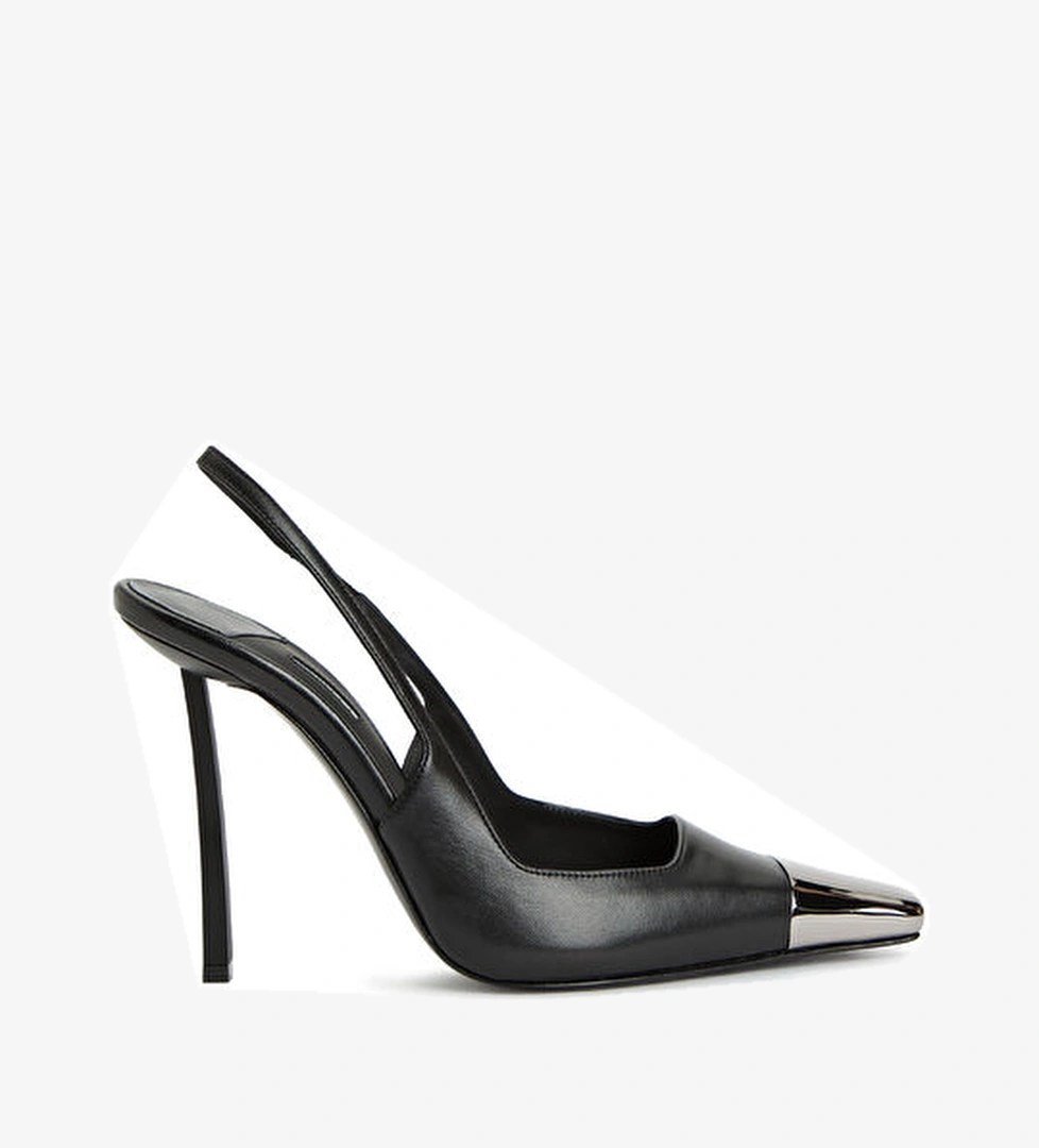 Le Silla Siyah Deri Topuklu Ayakkabı model görseli