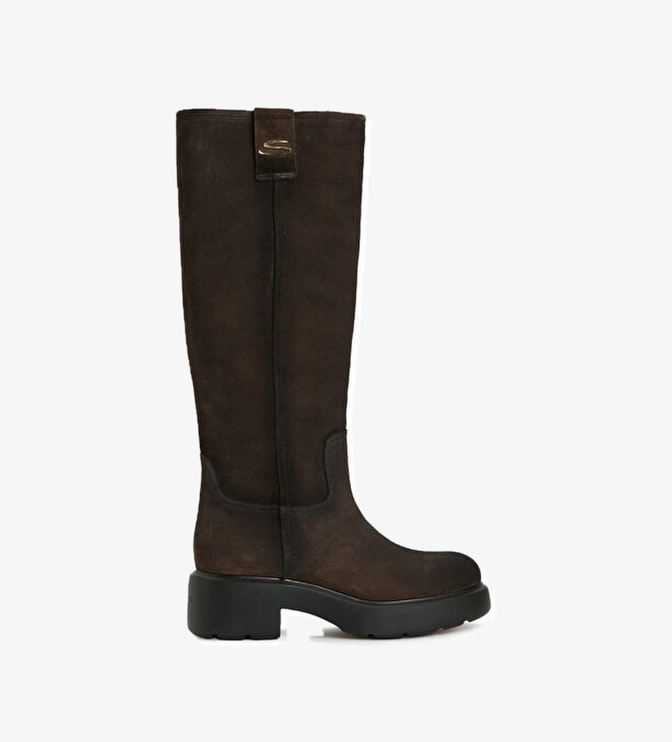 Koyu Kahverengi Kadın Deri Çizme - Görsel 1