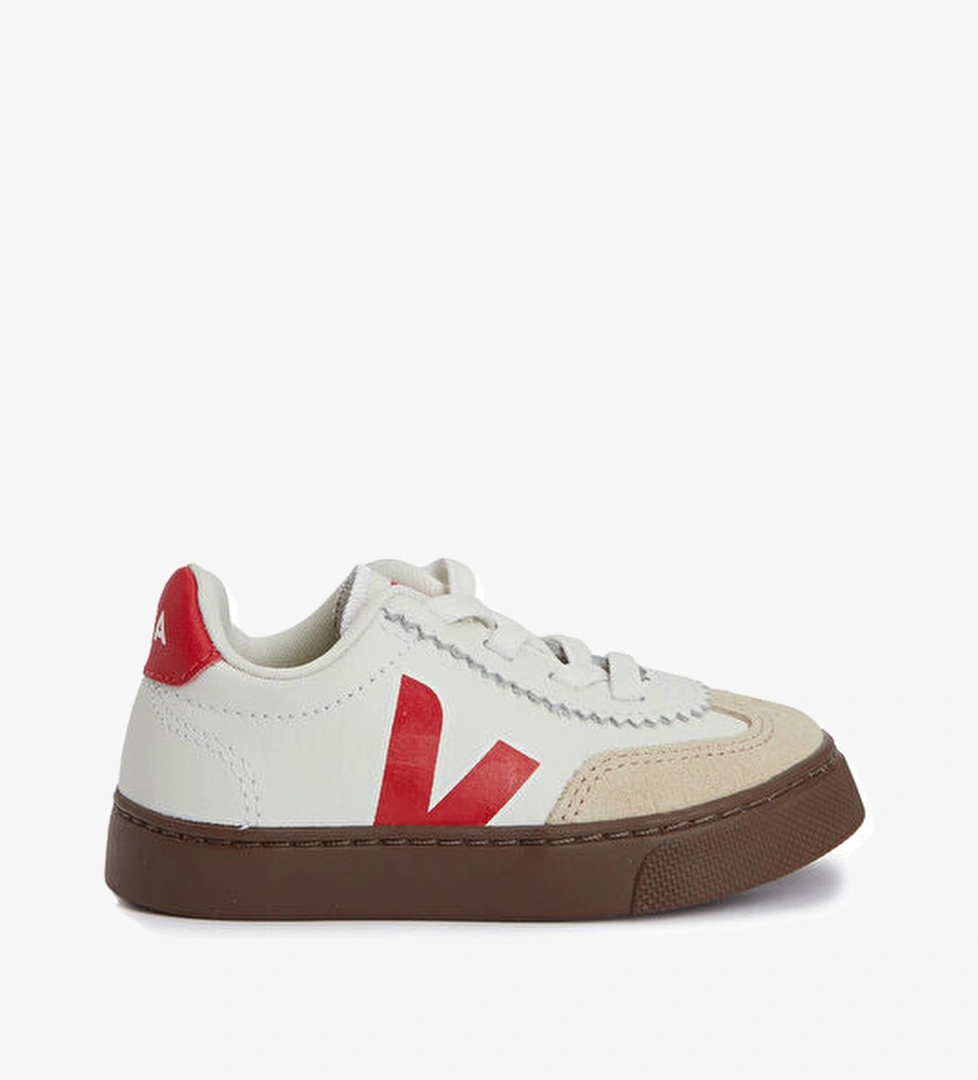 Veja Small Volley Beyaz Kırmızı Çocuk Deri Sneaker model görseli