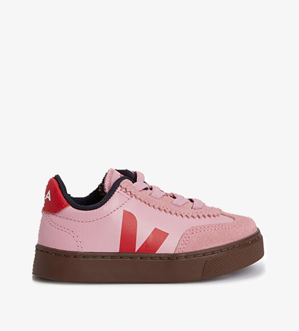 Veja Small Volley Pembe Kırmızı Çocuk Deri Sneaker model görseli