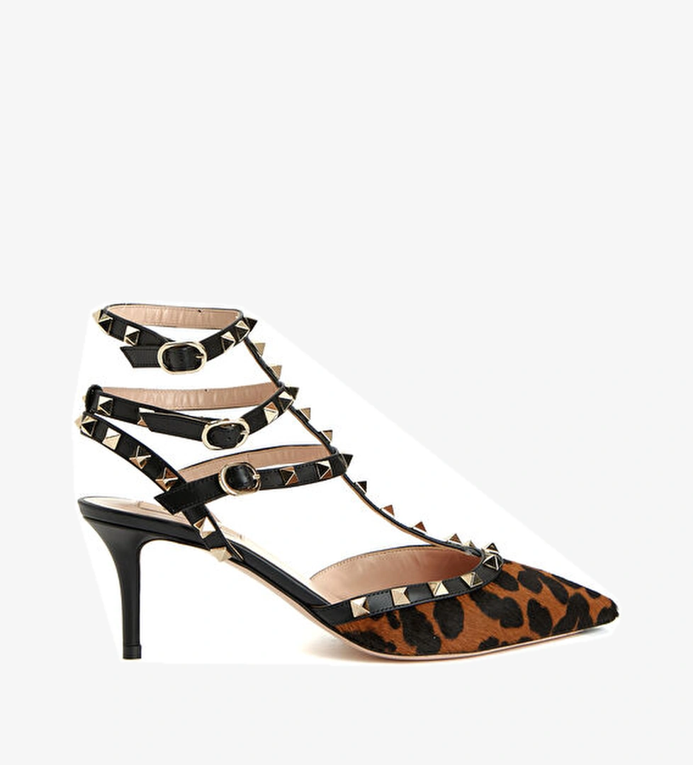 Valentino Garavani Leopar Desenli Deri Topuklu Ayakkabı model görseli