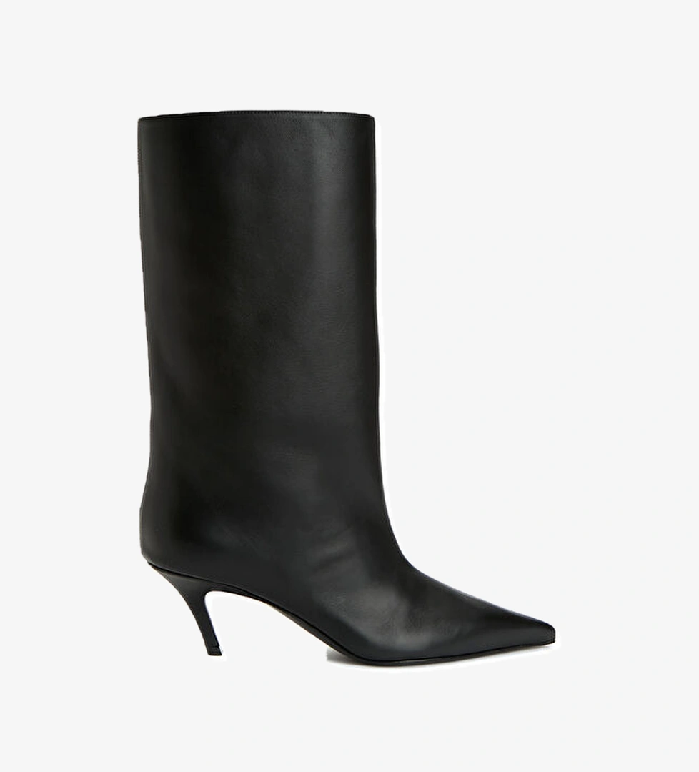 Amina Muaddi Fiona Siyah Kadın Deri Çizme model görseli