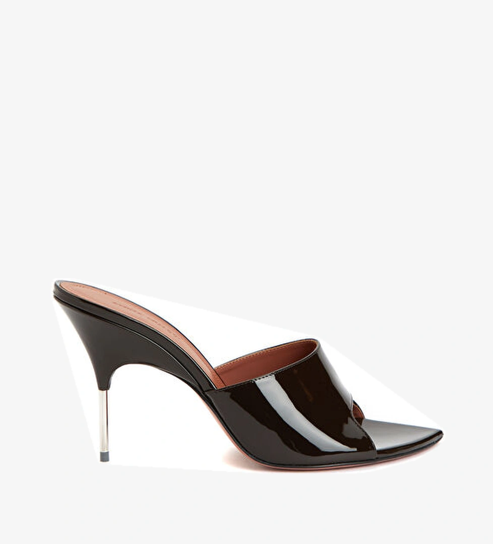 Amina Muaddi Bianca Kahverengi Kadın Deri Terlik model görseli