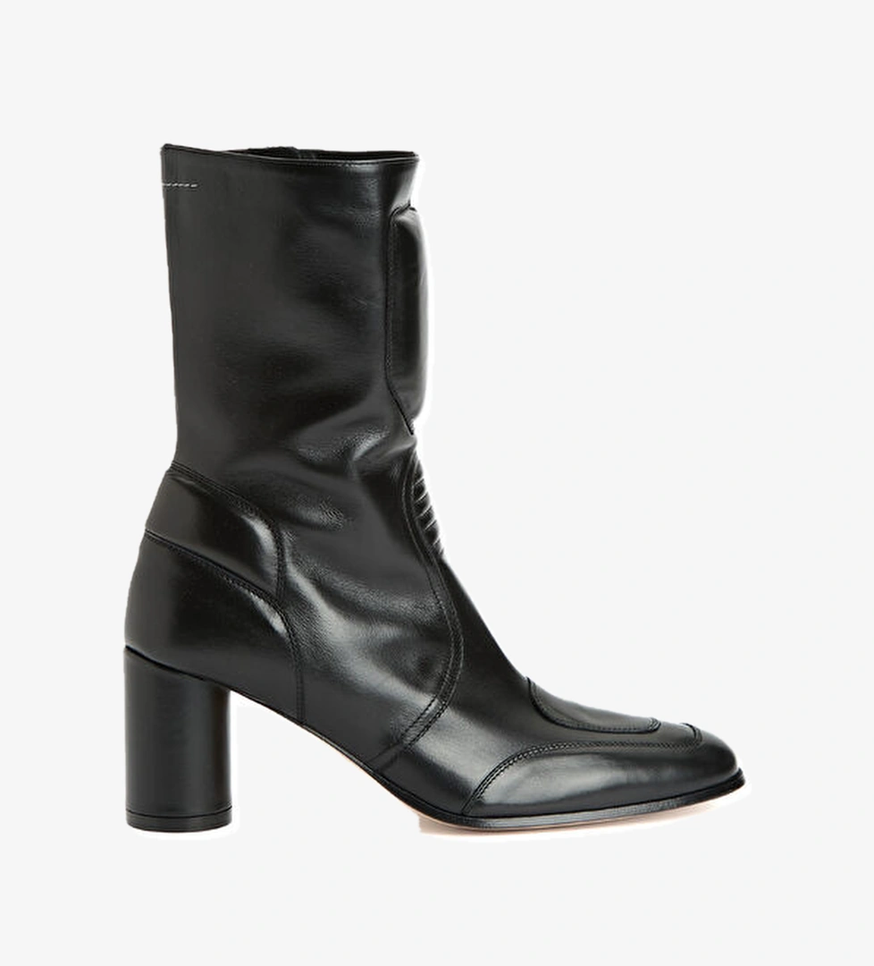 Mm6 Maison Margiela Siyah Kadın Deri Bot model görseli