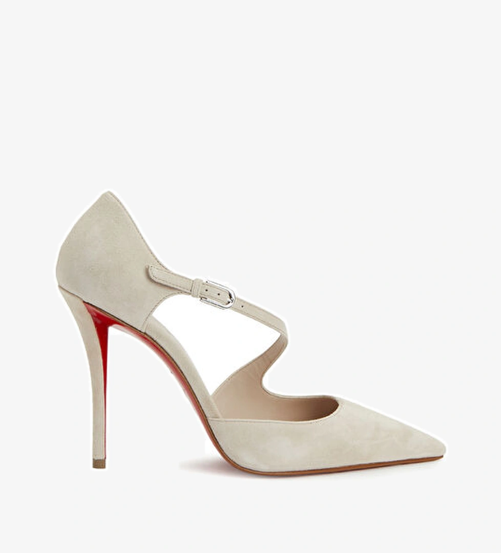 Christian Louboutin Miss Ziggyta Ekru Deri Topuklu Ayakkabı model görseli