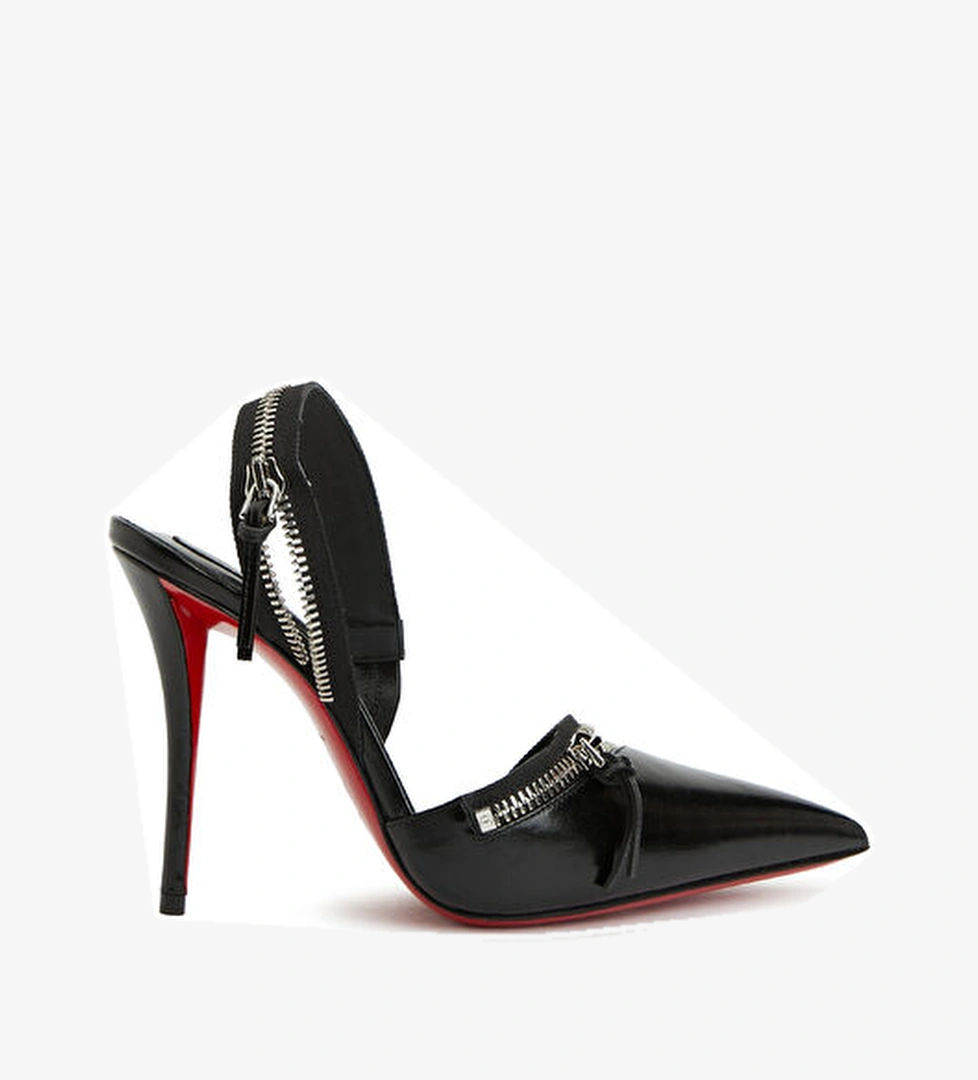 Christian Louboutin Slingyzip Siyah Deri Topuklu Ayakkabı model görseli
