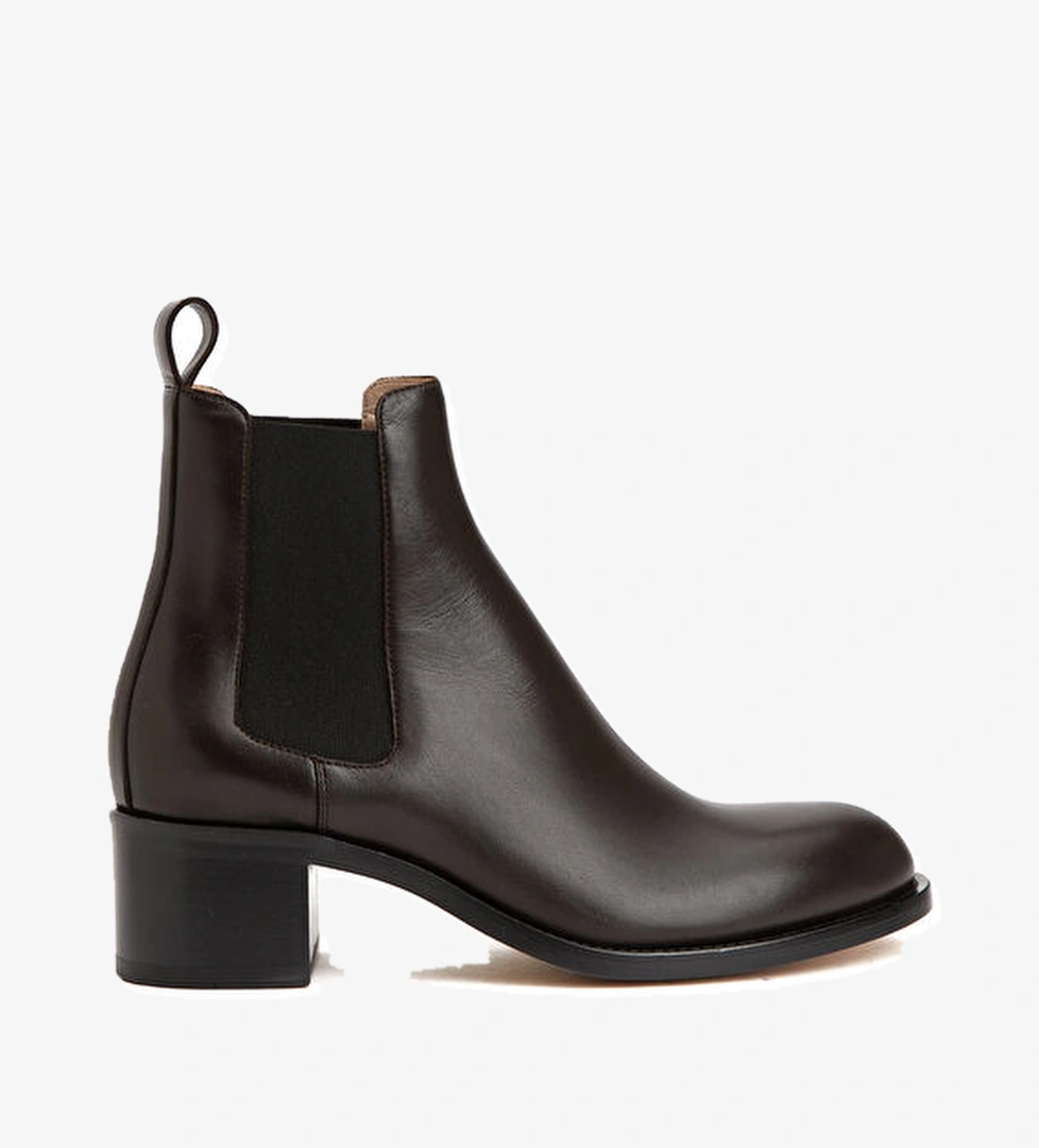 Koyu Kahverengi Kadın Deri Bot - Görsel 1