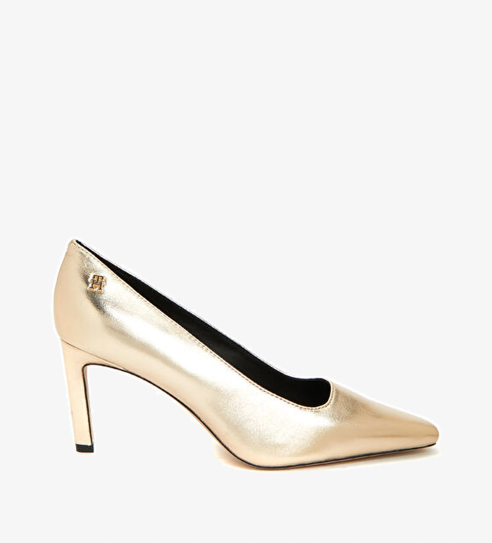 Tommy Hilfiger Gold Deri Topuklu Ayakkabı model görseli